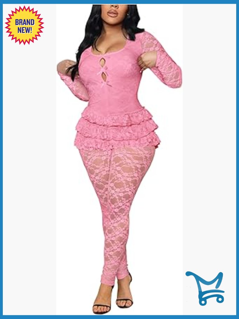 Women's Lace Cutout Jumpsuit Dressy One Piece Party Clubwear
